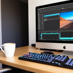 **Image Prompt:** A well-lit video editing suite. A content creator is happily working in Adobe Premiere Pro, enhancing the color grading for a scene with keyboard shortcuts. A cup of coffee sits nearby. The overall atmosphere is professional and creative.