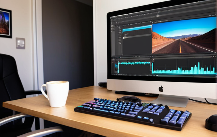 **Image Prompt:** A well-lit video editing suite. A content creator is happily working in Adobe Premiere Pro, enhancing the color grading for a scene with keyboard shortcuts. A cup of coffee sits nearby. The overall atmosphere is professional and creative.