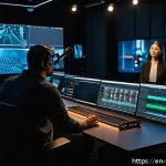 Home 16 영상제작 전문성이 중요한 이유 - A professional video production studio scene featuring a diverse creative team collaborating around ...